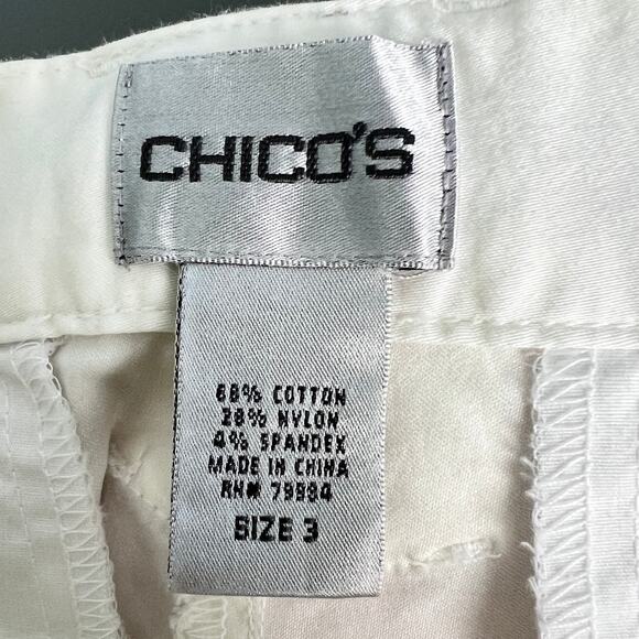 Chico's Women's XL Capri Pants Stretch Crop White Casual Classic Preppy Summer - Picture 4 of 10